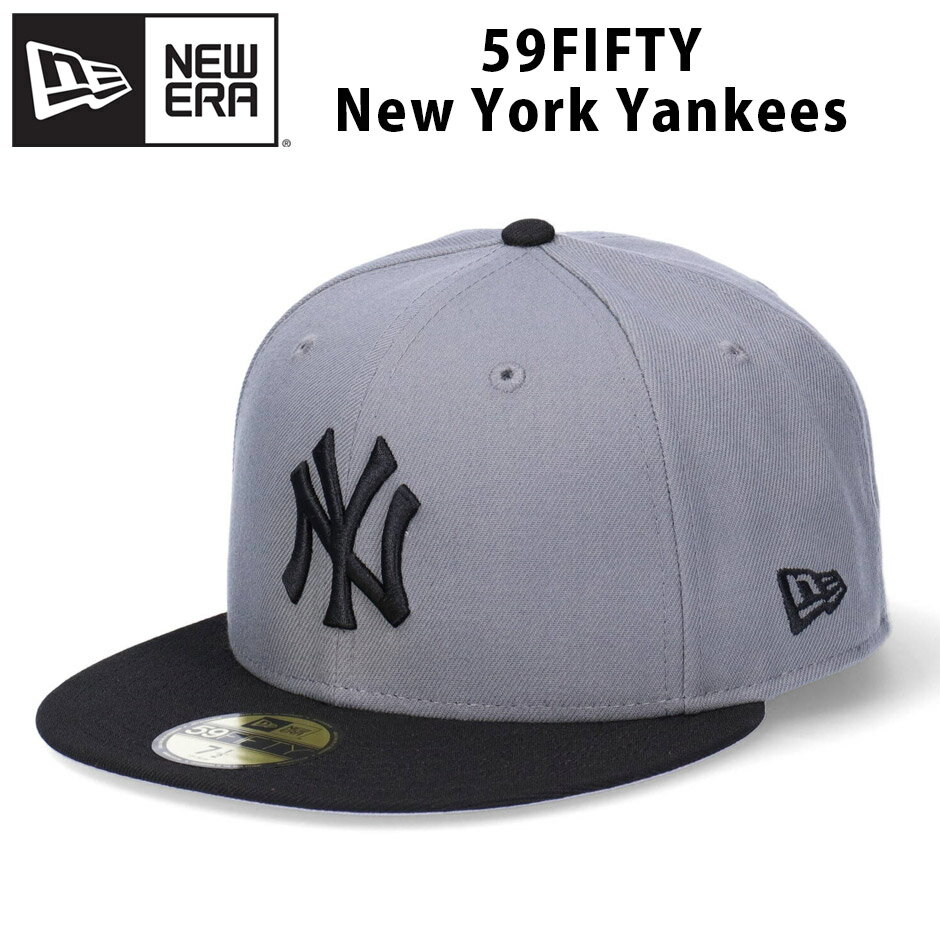 ニューエラ NEW ERA 59FIFTY ニューヨーク ヤンキース キャップ 帽子 MLB 大きいサイズ New York Yankees 5950 グレーxブラック NY