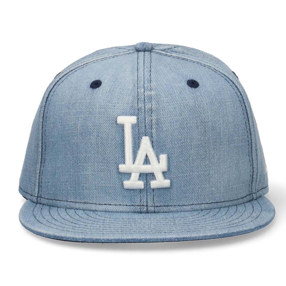 ニューエラ 59FIFTY LA ドジャース ウォッシュデニム キャップ NEW ERA フラットバ...