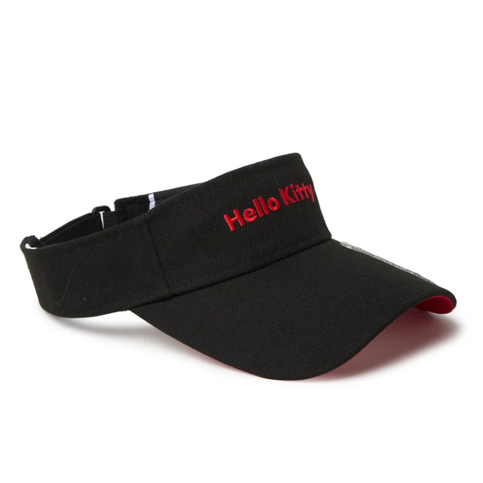 ニューエラ ゴルフ ハローキティ サンバイザー レディース コラボ キティちゃん NEW ERA SUN VISOR キティサンバイザー コラボレーション 女性 サイズ調節可能 帽子 ウーマン ブランド かわいい KITTY GOLF SUN VISOR ブラック 黒 3