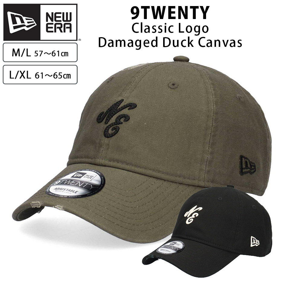 乐天商城 - ニューエラ 9TWENTY クラシックロゴ ダメージ ダックキャンバス キャップ NEW ERA 920 ニューエラロゴ ダメージ加工 ウォッシュ加工 サイズ調節可能 帽子 neロゴ メンズ レディース ブランド ロゴ帽子 大きいサイズ Duck Canvas