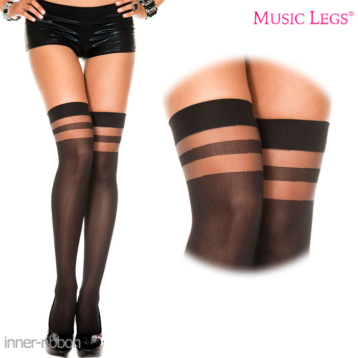 ストッキング タイハイ ブラック シアーストライプトップ オペーク ニーハイ サイハイ MUSICLEGS ミュージックレッグス ML4138 セクシーランジェリー セクシー下着 セクシー ランジェリー sexy lingerie SEXY レディース あす楽