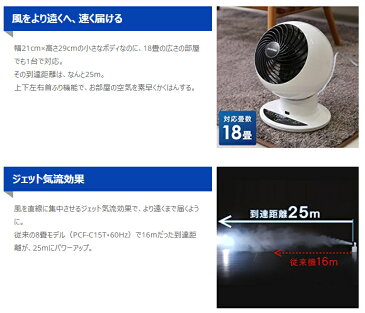 サーキュレーター サーキュレーターアイ PCF-SC15T送料無料 あす楽 静音 首振り 首ふり 扇風機 冷房 送風 省エネ 冷風機 冷風扇 空気循環 部屋干し 18畳 ボール型 左右自動首振り 衣類乾燥 ホワイト 夏物家電 強力コンパクトサーキュレーター アイリスオーヤマ