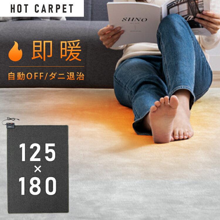 《ポイント5倍☆ 1日20時～4日11時まで》 ホットカーペット 1.5畳 本体 125×180cm 電気カーペット 電気マット 電気 カーペット マット 1.5畳 1.5畳用 一人用 ダニ対策 足元 タイマー付 タイマー 足元用 足元ヒーター 省スペース コンパクト テクノス TEKNOS