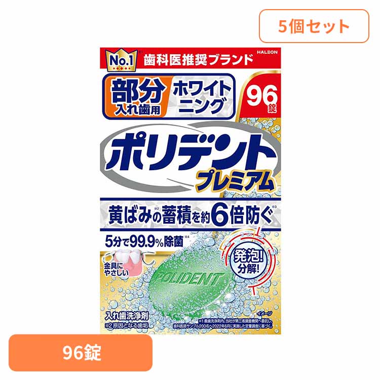 【5個】ポリデント 入れ歯 洗浄剤 部分入れ歯用ホワイト二ングポリデントプレミアム ポリデント ぽりで..