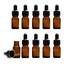 【新品 (10本セット)】 ガラス スポイトキャップ(黒) 茶色遮光ビン 10ml オーバーキャップ付 アロマ 容器 (注)スポイトのゴム部分は内容物によって劣化・変形する場合がございます。長期保存の場合は特にご注意ください。精油原液のみを入れないでください。(4)