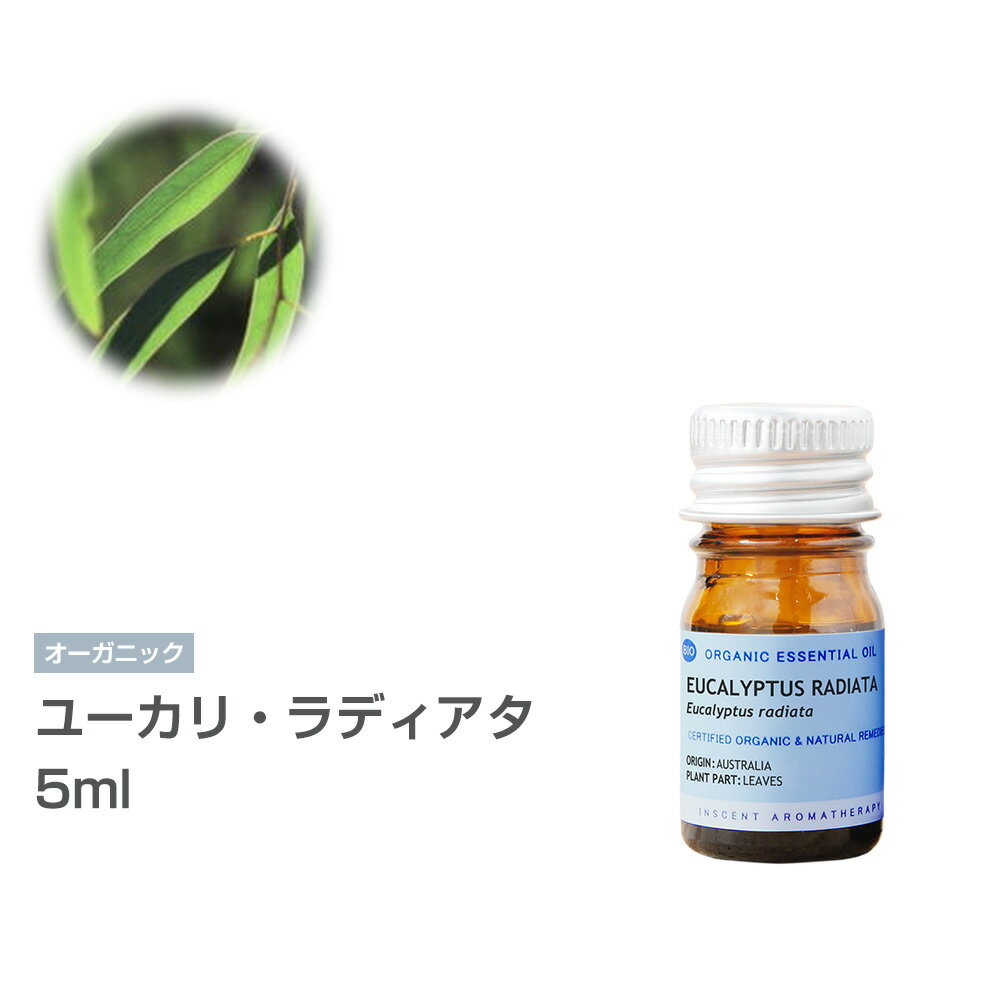 オーガニック ユーカリ ラディアタ 5ml エッセンシャルオイル 精油 アロマオイル アロマ 有機 無農薬 農薬不使用 インセント AEAJ 認定精油 日本アロマ環境協会 アロマディフューザー アロマ加湿器【IST】