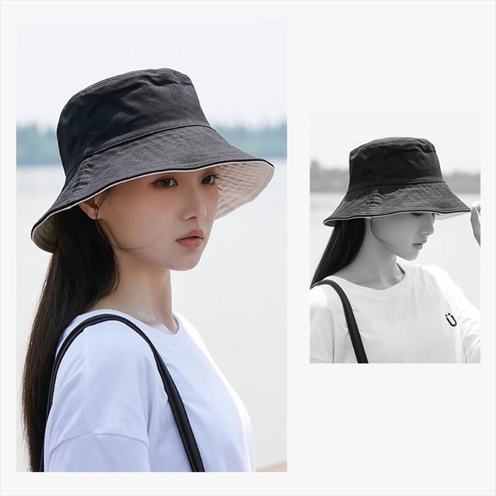 Journey Gillの【2点購入で20%OFF！】★まとめ割り★流行 バケットハット レディース コットン 無地 深め 帽子 バケハ バケットハット 大きめ 綿100 シンプル 可愛い 夏秋 uvカット UV対策 紫外線対策 ブラック ピンク ベージュ ブルー マスタード｜アングル3