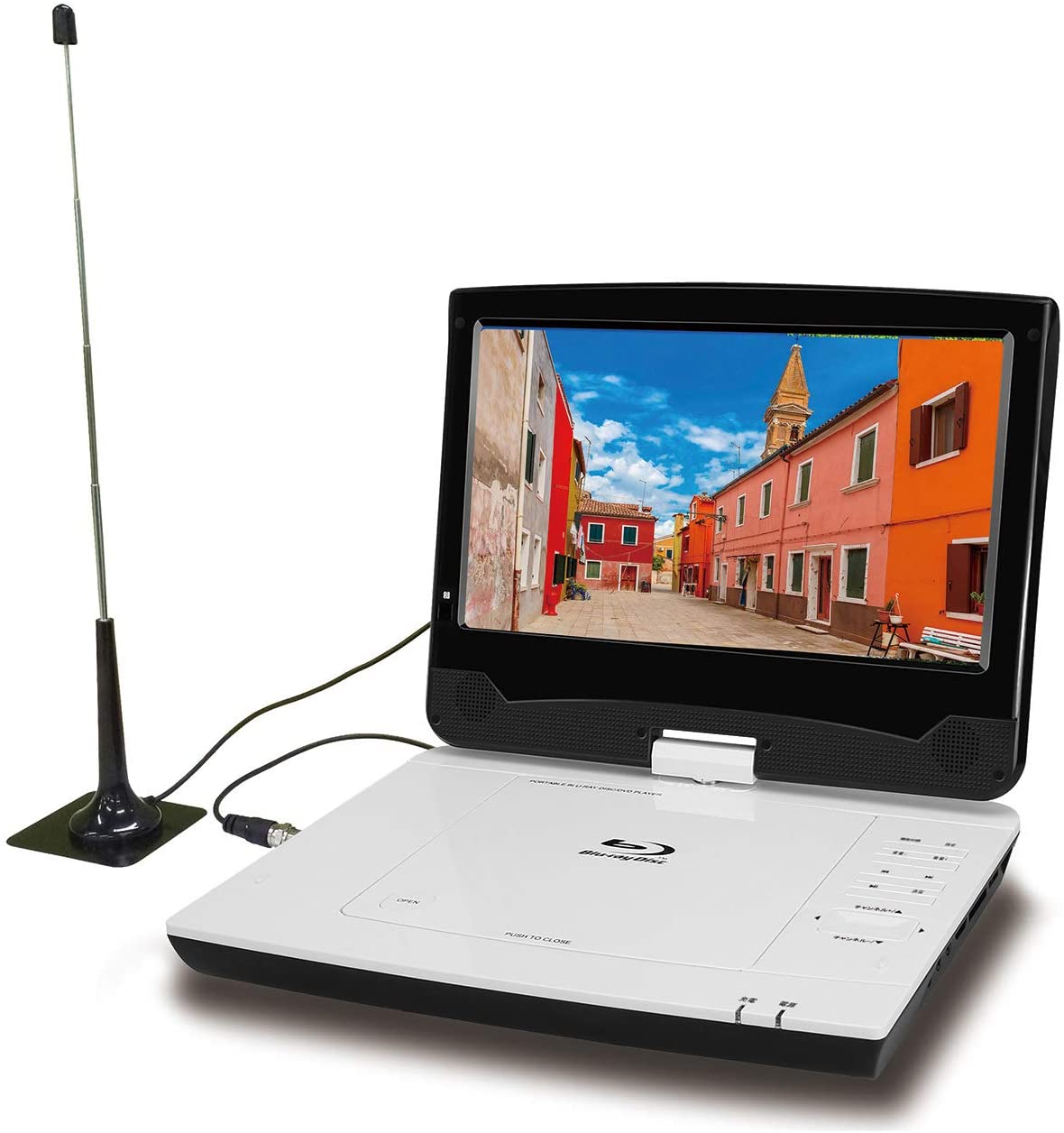 ポータブルブルーレイプレーヤー DVD BD CD DVD 地デジ フルセグ ー 10.1インチ 充電バッテリー ジェネリック家電 SU-10FPB 180度・90度回転 首振り 送料無料のサムネイル