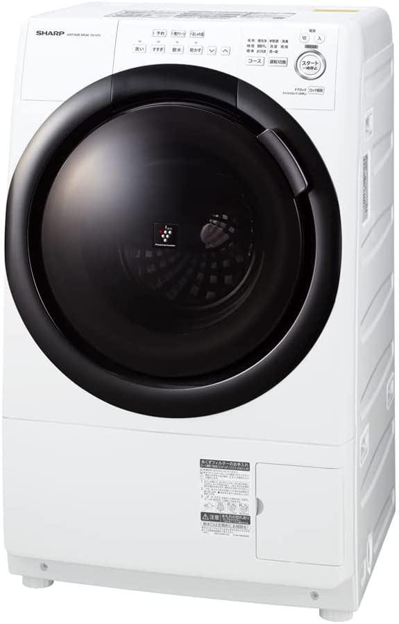 シャープ ドラム式 洗濯乾燥機 ES-S7G-WL ヒーターセンサー乾燥 左開き(ヒンジ左) 洗濯7kg/乾燥3.5kg クリスタルホワイト系 幅640mm 奥行600mm DDインバーター搭載 2022年春モデル　送料無料（一部地域を除く）
