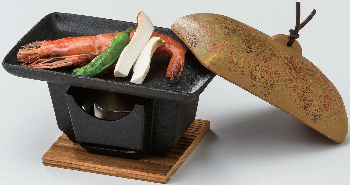 18cm　長角陶板　タタキ柄　フッ素加工