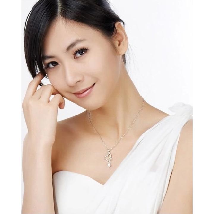 インサイトショップのネックレス ペンダント レディース 女性 アクセサリー ファッション小物 ラインストーン ハート ダブルハート かわいい シンプル おしゃれ 上品 キ老人の日｜アングル2