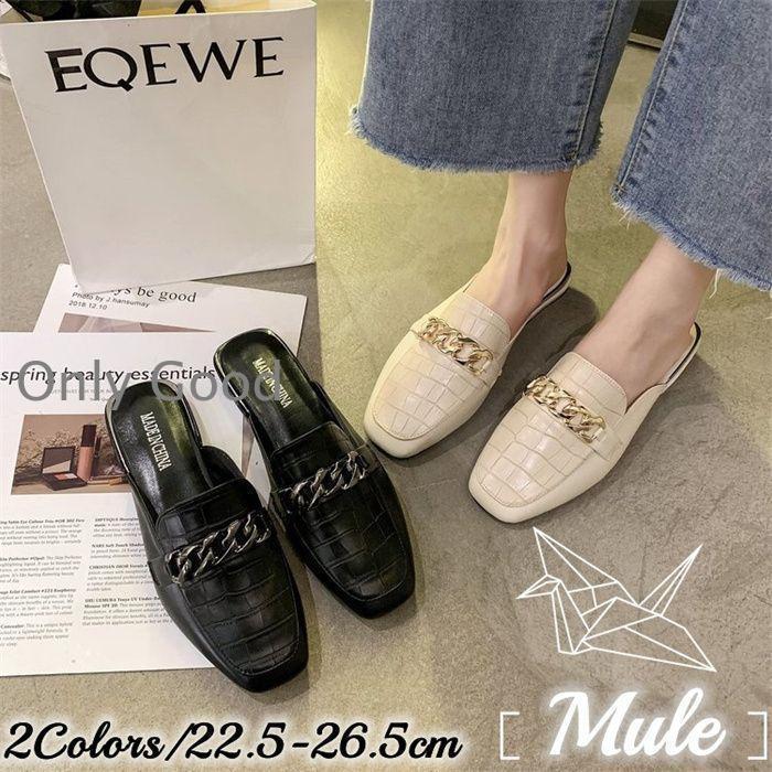 ミュール サンダル ヒール ミュールパンプス 夏 ぺたんこ ローヒール スリッパ 痛くない 幅広 レディース 軽量 PU 合成皮革 通勤 結婚式 歩きやすい 柔らかい 大