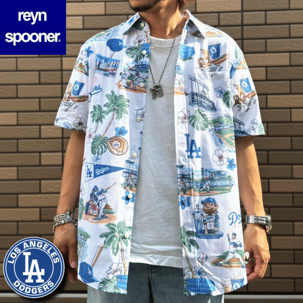 Reyn Spooner レインスプーナー MLB SCENIC Los Angeles DODGERS メジャーリーグ公式 アロハシャツ ロサンゼルス ドジャース 679913125
