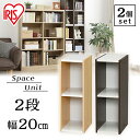 2個セット カラーボックス スリム 隙間収納 収納ボックス すきま収納 スペースユニット 2段 20cm 幅20cm UB-6020 送料無料 アイリスオーヤマ 棚 収納 おしゃれ 可動棚 薄型 可動式 新生活 引越