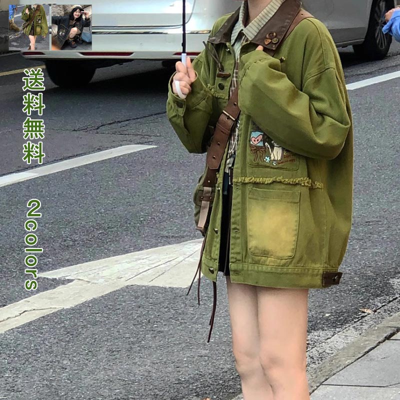 Gジャン レディース デニムジャケット ジャケット デニム ジージャン 春 春服 上着 アウター ブルゾン カジュアル お洒落 細身 ショート丈 春 夏 秋 冬 オールシーズン 通勤 通学 デイリー シンプル 長袖 ポケット 猫 防風 防寒 快適 ビンテージ レトロ 色落ち 送料無料
