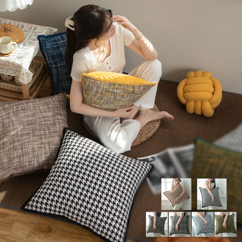 \全品で使える150円OFFクーポン/クッションカバー 北欧 クッションカバー 洗える 無地 背当て おしゃれ 北欧 かわいい 洗える 正方形 座布団カバー千鳥格子 チェック柄 プレゼント ギフト 新生活 新居 引越し祝い 新築 送料無料