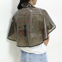 散髪ケープ 83*62cm 防水 美容室 シャンプーケープ 自宅 ヘアカラー用 ヘアサロン シャンプークロス ヘアサロン 散髪マント ブラウン 半透明 送料無料
