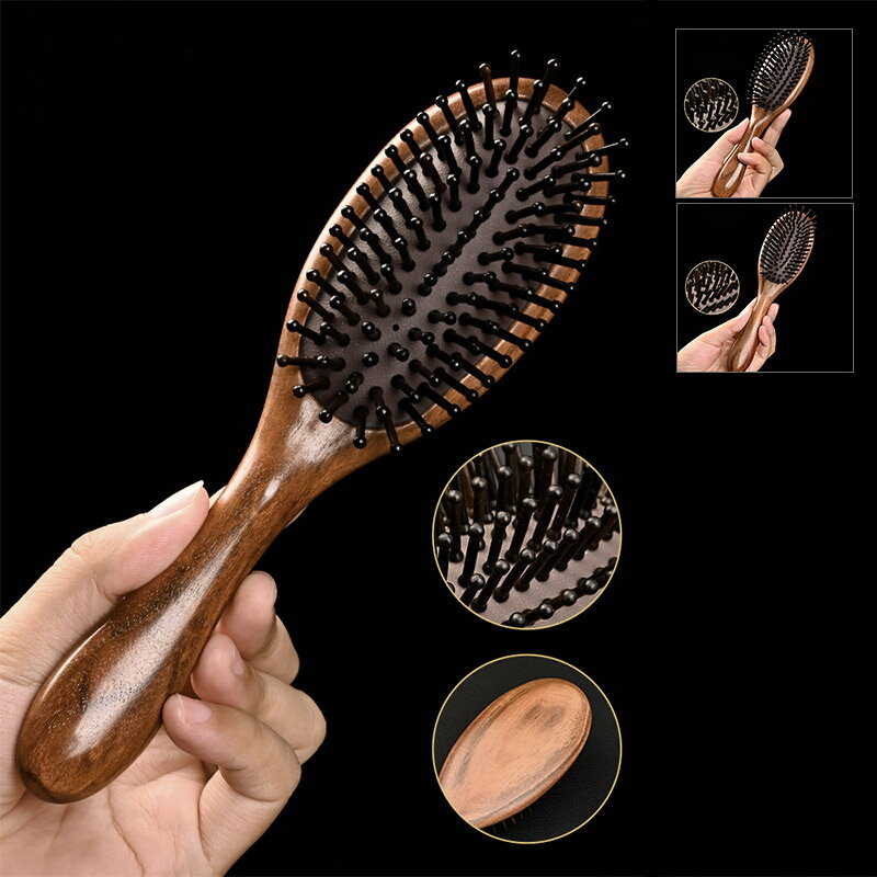 12/04 20:00-23:59【楽天スーパーSALE★20％OFF】高級黒檀木ヘアブラシ 艶髪 ブロー パドルブラシ マッ..