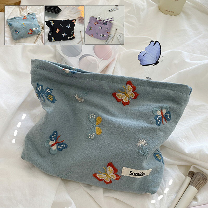 ＼全品で使える150円OFFクーポン／刺繍 化粧ポーチ蝶々柄 ポーチ レディース マルチポーチ レトロ コスメポーチ 大容量 スマホポーチ メイクポーチ おしゃれ 刺繍ポーチ 旅行 出張 メイク道具収納 送料無料