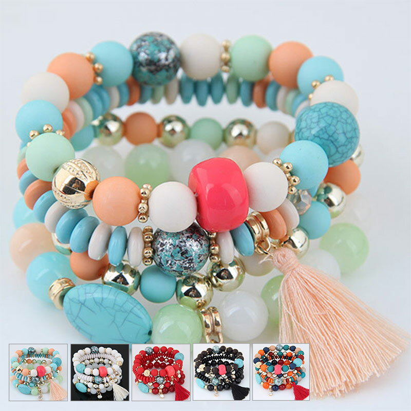 【ブラックフライデー最大2000円OFF】ブレスレット 数珠 ボヘミアン風 重ね付け 彼氏 彼女 人気 ギフト ペアルック カップル おしゃれ 民族風 送料無料