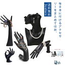ジュエリースタンド 5点セット 店舗用にも 什器 アクセサリー ネックレス ブレスレット イヤリング アクリル 樹脂 マネキン 黒色 女性 ブラック 上半身 シ...