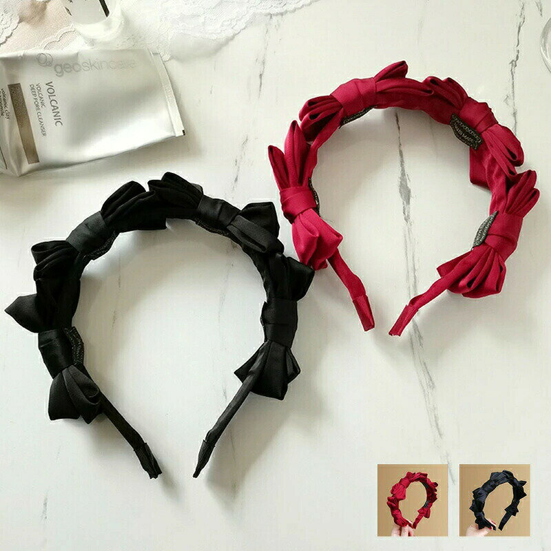 【ブラックフライデー最大2000円OFF】カチューシャ リボン 痛くない 送料無料 レディース ヘアバンド 幅広 無地 蝶結び 可愛い ヘアアクセサリー 髪飾り...