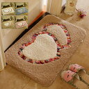 厚手 絨毯 可愛い ハート size:45*65cm トイレ カーペット 大人気 おしゃれ 玄関 じゅうたん 部屋 キレイ 新品 インテリア 寝室 プリンセスルーム 洗える 送料無料