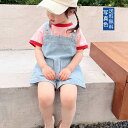 デニムサロペット キッズ 五分ズボン ボタン付き ポケット付き コットン 夏服 よい通気性 ハイウエスト 子供服 かわいい 無地 幼稚園 通園 日常 プレゼント...
