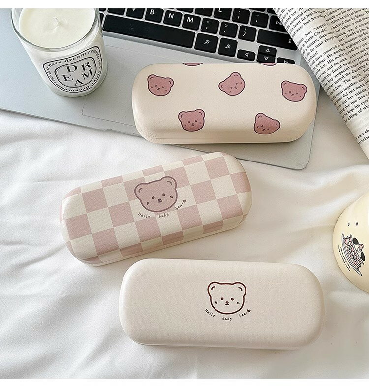 【ブラックフライデー最大2000円OFF】メガネケース 眼鏡入れ 軽量 チェッカー柄 クマ かわいい 大人気 ..