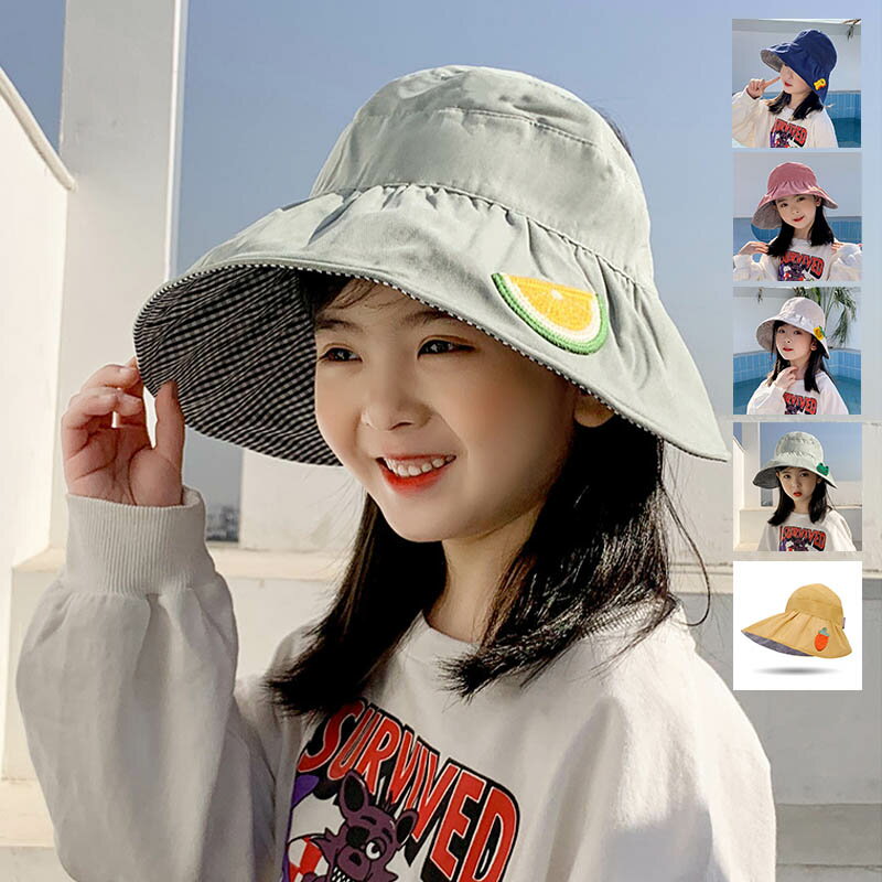 帽子 子供 サンバイザー UV UVカット 軽い 薄手 キャツプ 果物 折りたたみ つば広帽子 つば ...