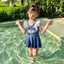 ワンピース 水着 女の子 レース本付き リボン付き シンプル ベビー水着 スカート かわいい キッズ スクール水着 温泉用 水泳用 海水浴 水遊び 海 川 お洒落 送料無料(4)
