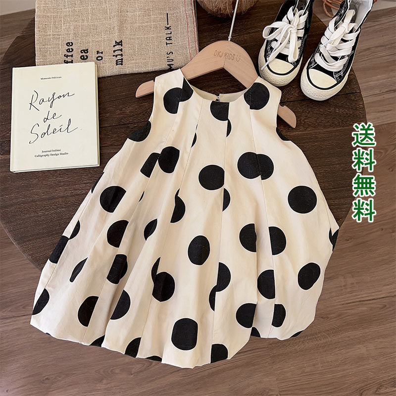 楽天REMAX【ブラックフライデー最大2000円OFF】ワンピース ドット 水玉 子供 女の子 夏 ワンピ ノースリーブ スカート ワンピース ドレス 子供服 子供ワンピース キッズワンピース ミドル丈 袖なし ドット柄 Aライン カジュアル キッズ おしゃれ 可愛い ガールズ 送料無料
