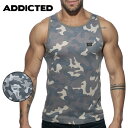 2022 ADDICTED/ WASHED CAMO TANK TOP メンズ スポーツ カモフラージュ柄 ファッション系 高級生地 タンクトップ スペイン製