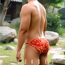 【限定】LOOKSEE 桃の花運 男性下着 ローライズ セクシー ハーフバック ビキニ