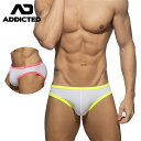 ADDICTED SNOW WHITE NEON BIKINI BRIEF スポーツブリーフ 贅沢 スポーツ ポーチサポート ブリーフ タイトフィット