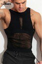 Air Top Sleeveless ファッション系 メンズ スポーツベスト 高伸縮性 贅沢 セクシー 魅力 吸水速乾 ソフト生地 肌触り(4)