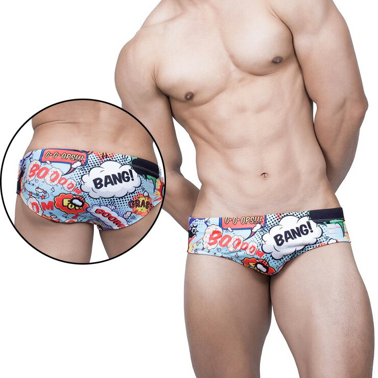 UXH/夏新商品 メンズ ブリーフ 水着 おしゃれ カートゥーン柄 セクシー パンツ 吸水速乾 泳ぐ ビーチスポーツ u023