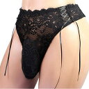 Lace simple T-Back ファッション 男性 メンズ T-Back セクシー系 Tバック 速乾性 裏地 ベース レース素材(4)