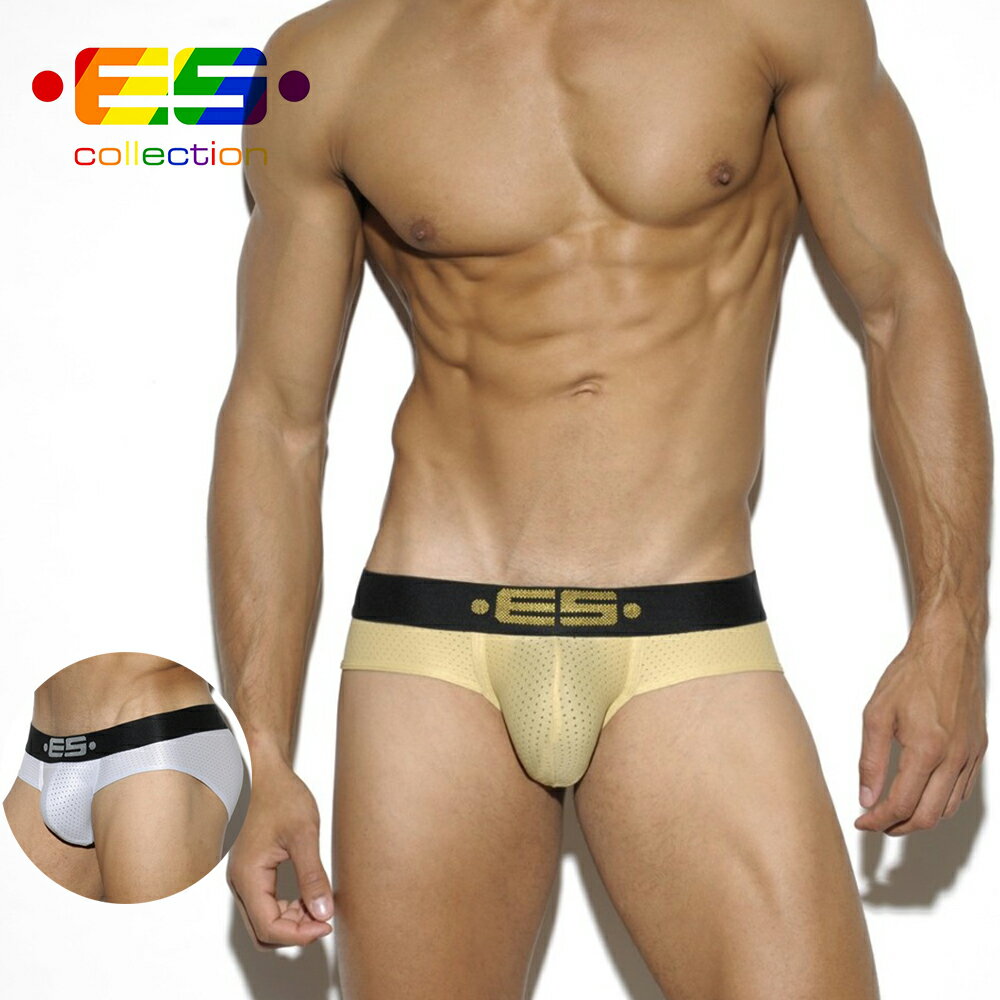 ES collection GOLD BASIC BRIEF メンズ 高級素材 メッシュ生地 ローライズ おしゃれ 快適なブリーフ セクシー 吸水速乾 肌触 贅沢