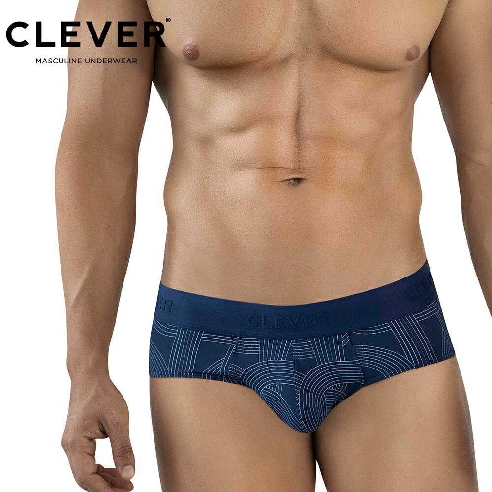 Rakuten - CLEVER NAVY クラシックブリーフ メンズ ローライズ ナイロン ストレッチ 立体ポーチ 幾何学柄 インポート
