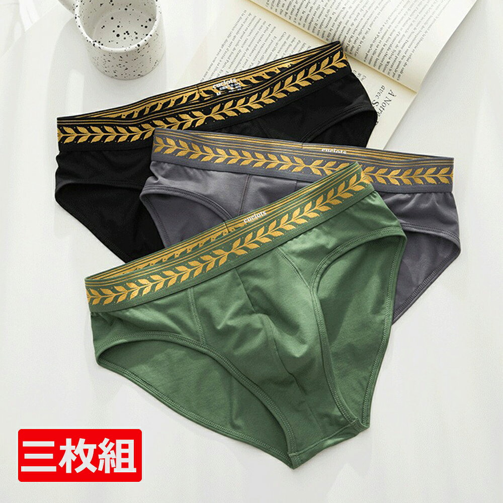 【店長厳選】3枚セット メンズブリーフ 綿素材 立体ポケット 金穂ウエスト 吸湿速乾 柔らか素材 快適フィット 下着