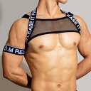 DM Mesh Chest Strap ファッション系 メンズ 肩ストラップ リング 弾性 T-バック レザー リベット 飾る 楽しい メッシュ 2点セット