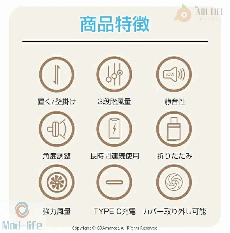 壁掛け扇風機 洗面所 トイレ用 扇風機 小型 吊り下げ 扇風機 1台3役 手持ち 卓上置...