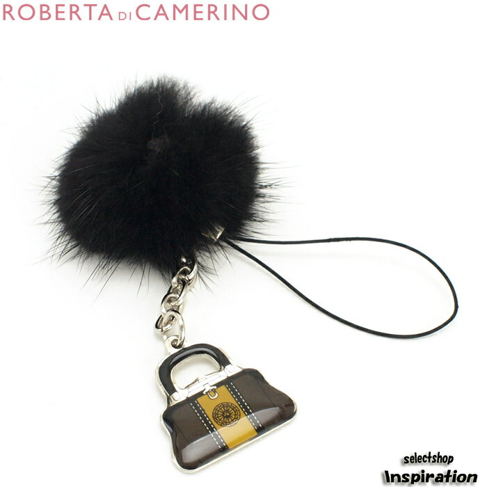 ロベルタディカメリーノ（Roberta di Camerino）ストラップ ミンク チャーム キーホルダー〈黒×茶〉（rbl146-70） レディース 婦人 ギフト 定番 彼氏 彼女 プレゼント