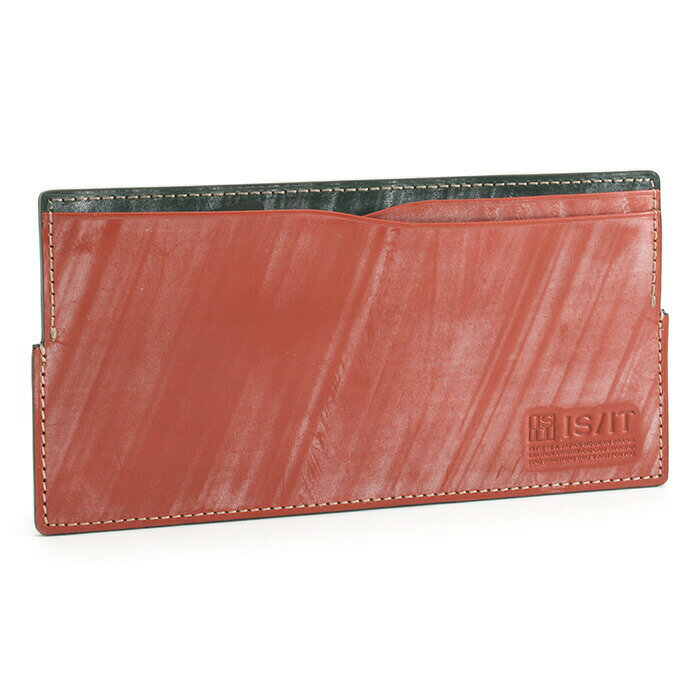 イズイット 財布 長財布 カード&札 緑(グリーン)/赤(レッド) IS/IT 2870 メンズ 紳士 ギフト 定番 彼氏 彼女 プレゼント