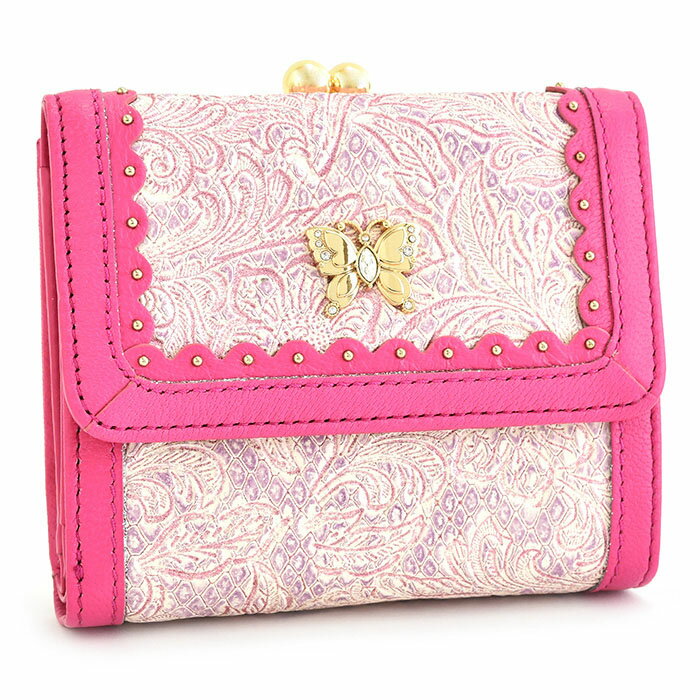 展示品箱なし アナスイ 財布 二つ折り財布 がま口財布 ピンクパープル ANNA SUI 314292-92 レディース 婦人