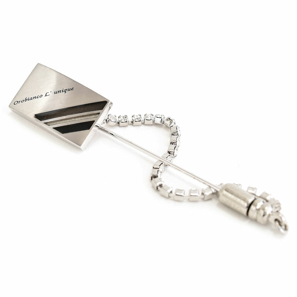 オロビアンコ ネクタイピン タイピン タイホルダー シルバー(ライン:グレー/ブラック) Orobianco 20200309-19 メンズ 紳士 ギフト 定番...