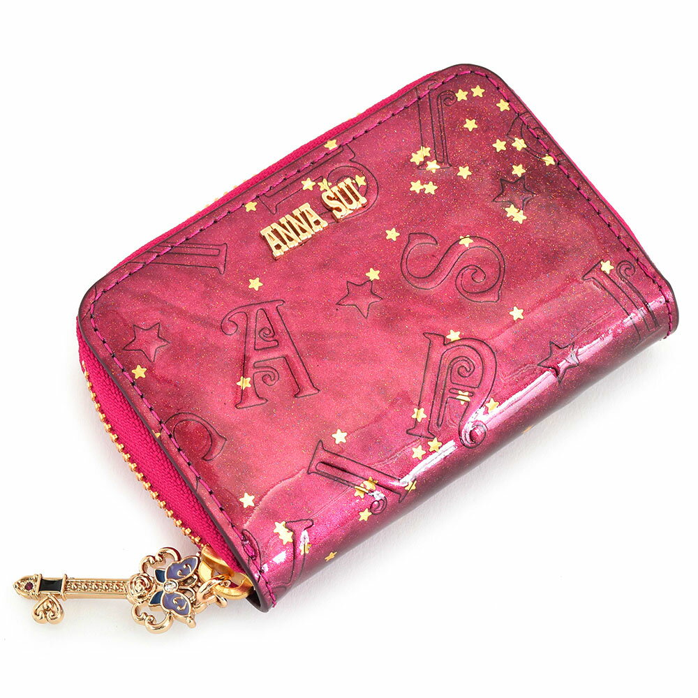 展示品箱なし アナスイ カードケース 名刺入れ ラウンドファスナー ジャバラ ボルドー ANNA SUI 313986-94 レディース 婦人