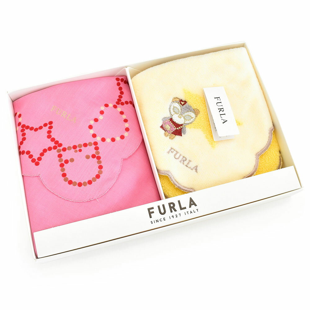 フルラ ハンカチ レディース フルラ ハンカチ&タオルセット FURLA ピンク×黄色(イエロー) fur02000-0201 レディース 婦人 ギフト 定番 彼氏 彼女 プレゼント