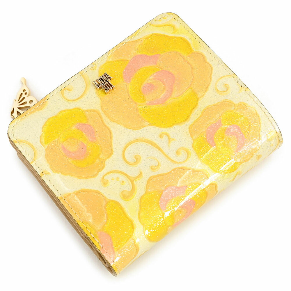 アナスイ 財布（レディース） アナスイ 財布 二つ折り財布 L字ファスナー 黄色(イエロー) ANNA SUI 315432-60 レディース 婦人 ギフト 定番 彼氏 彼女 プレゼント